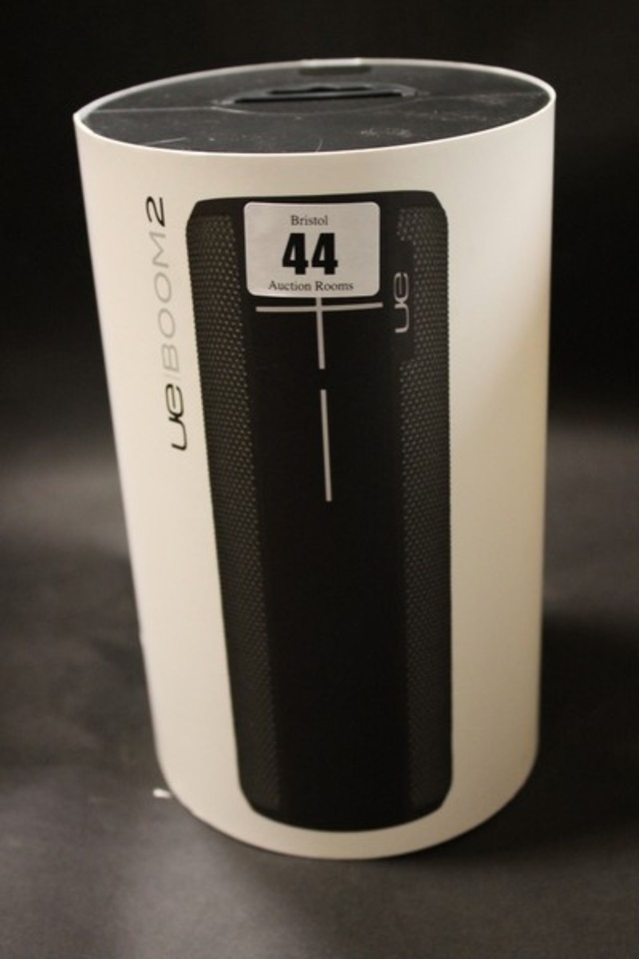 A black UE Boom 2 wireless speaker compatible with iPad, iPhone, iPod (Boxed as new).