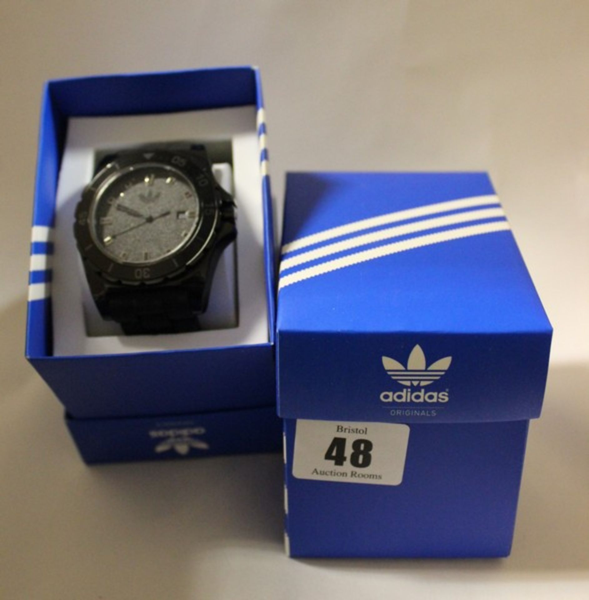 Two men's Adidas Stockholm ADH2669 black rubber quartz watch (Boxed as new).