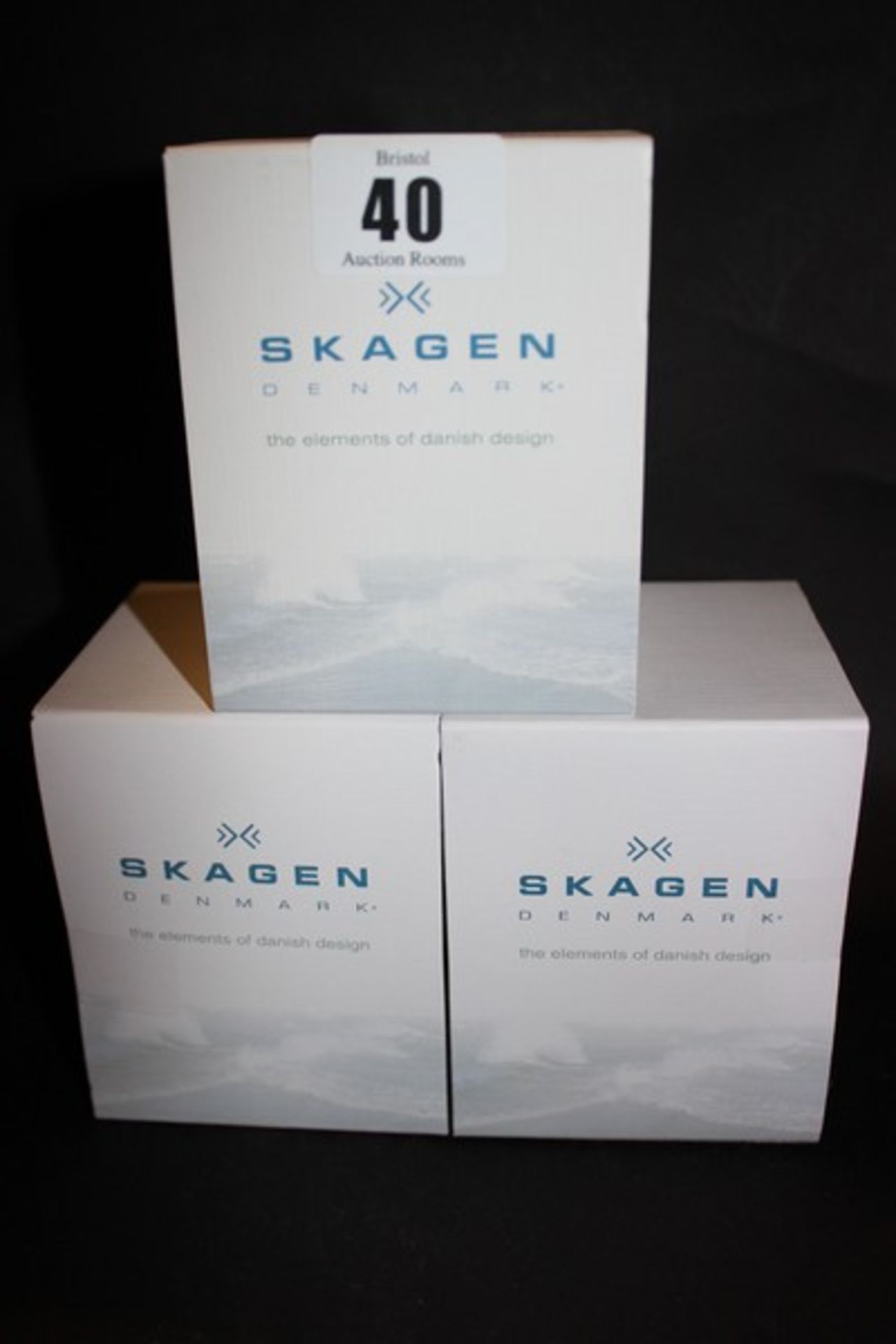 Three men's Skagen Balder black dial black silicone strap watch SKW6087 (Boxed as new).