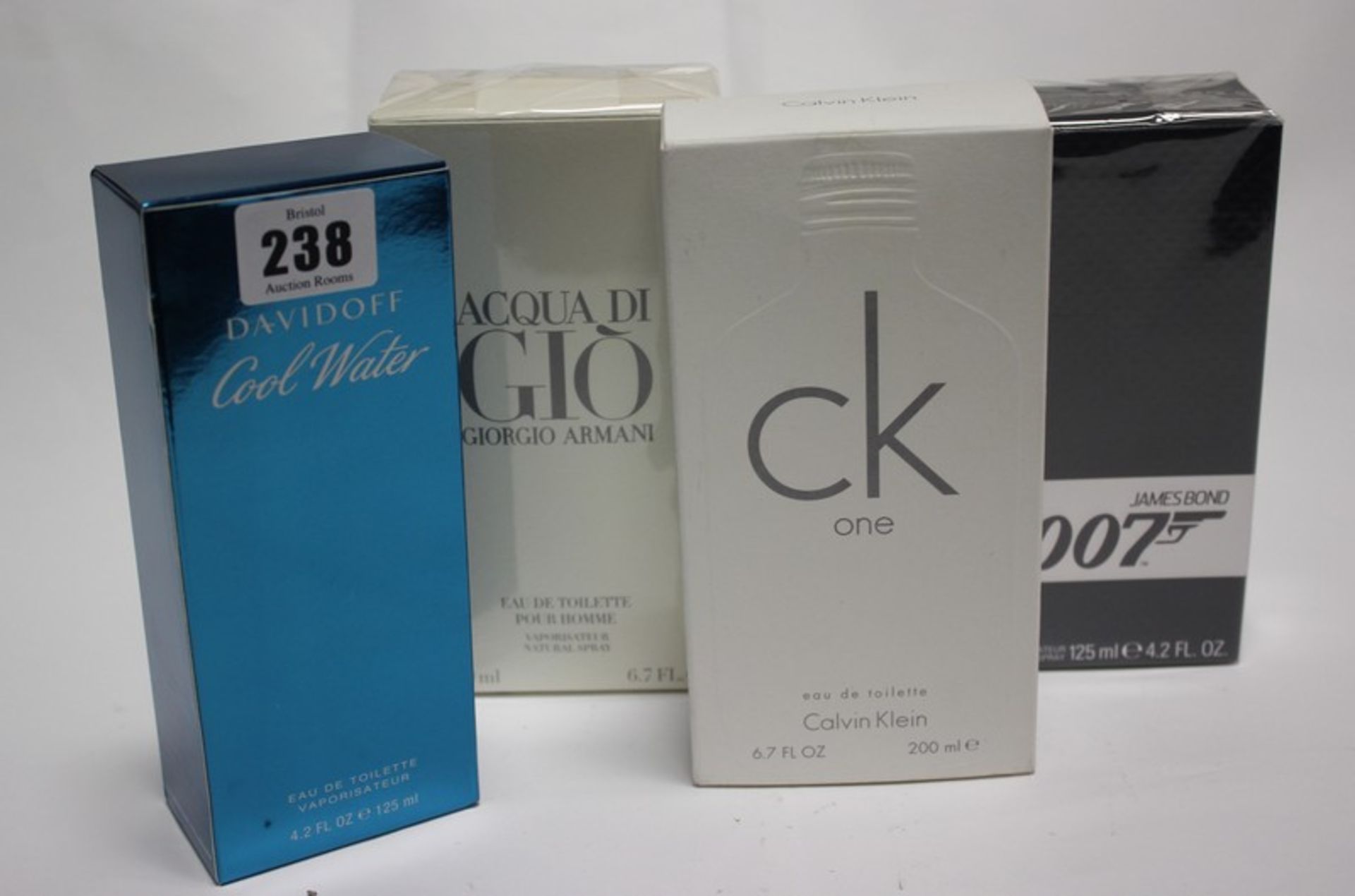 Calvin Klein One eau de toilette (200ml), James Bond 007 eau de toilette (125ml), Davidoff Cool