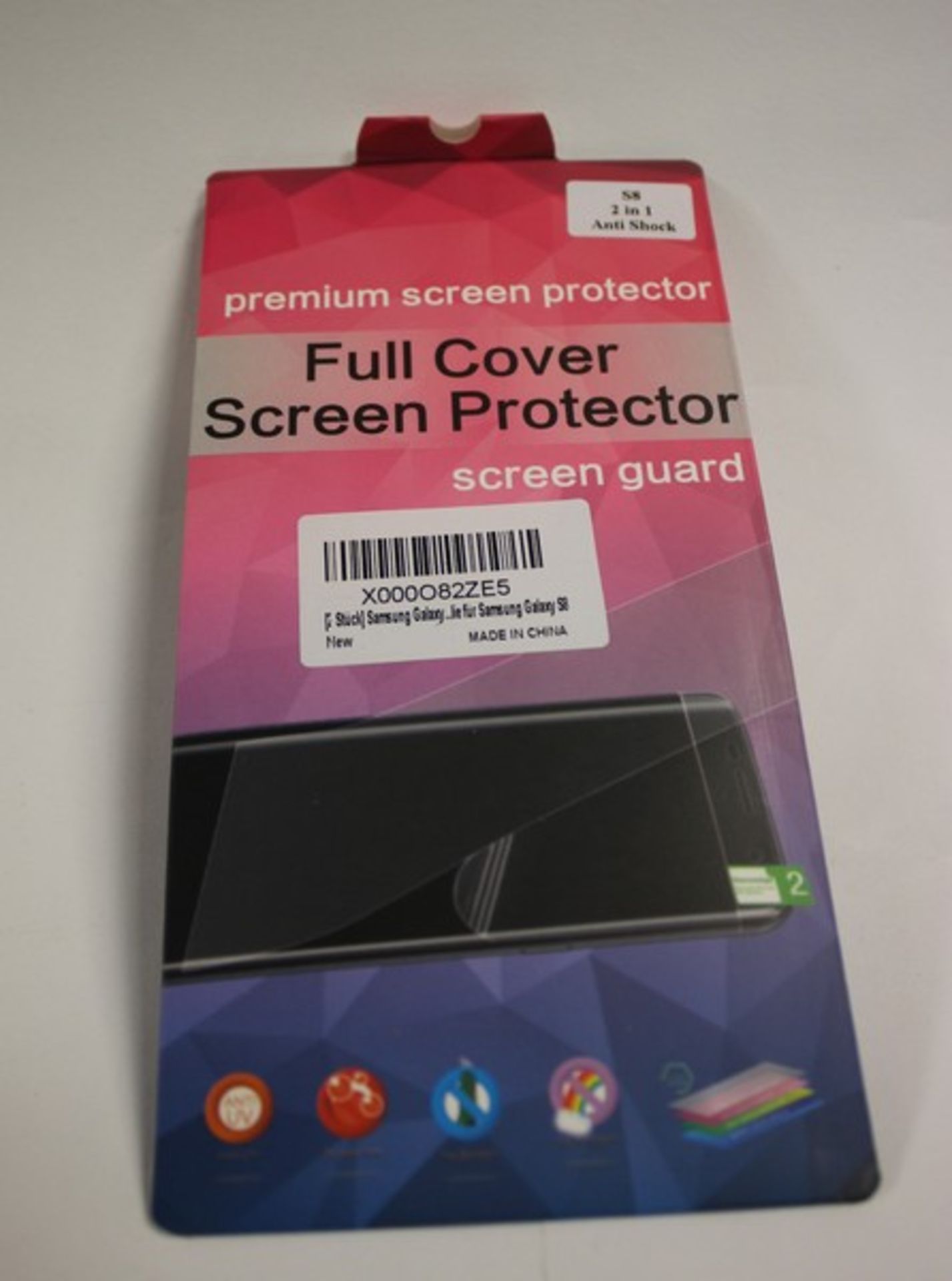 A box of as new Samsung S8 two in one premium full cover screen phone protector/guards (