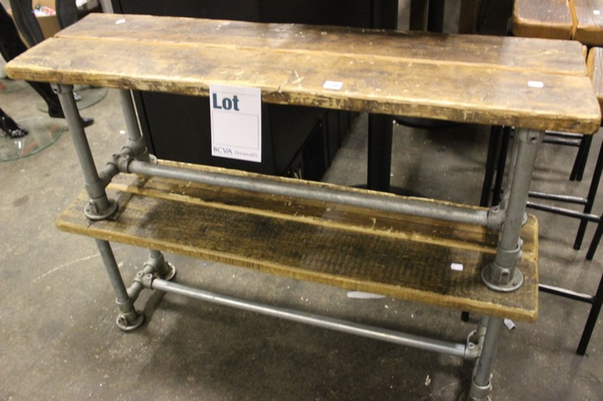A pair of industrial style benches 120x34cm.