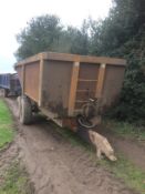 Richard Western 10t dump trailer on super single wheels and standard rocking beam axle and standard