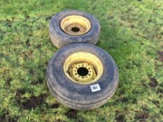 Pair 9.5-14 wheels and tyres