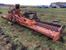 Maschio 8m folding power harrow with solid packer and hydraulic bout markers.