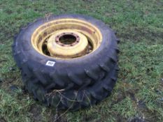 Pair 11.2R32 row crop wheels and tyres