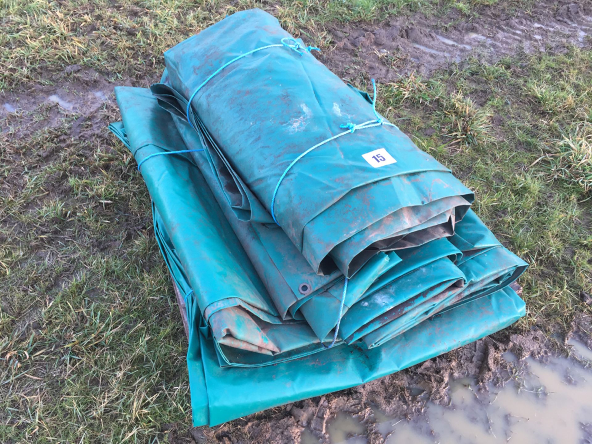 3x Green Tarpaulin 7m x 10m