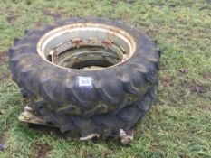 Pair 12.4R32 row crop wheels and tyres