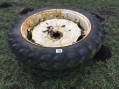 Pair 12.4R46 row crop wheels and tyres