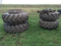 Dual wheels with clamps to suit John Deere 6910 tractor, Rear 20.8R38 & Front 16.