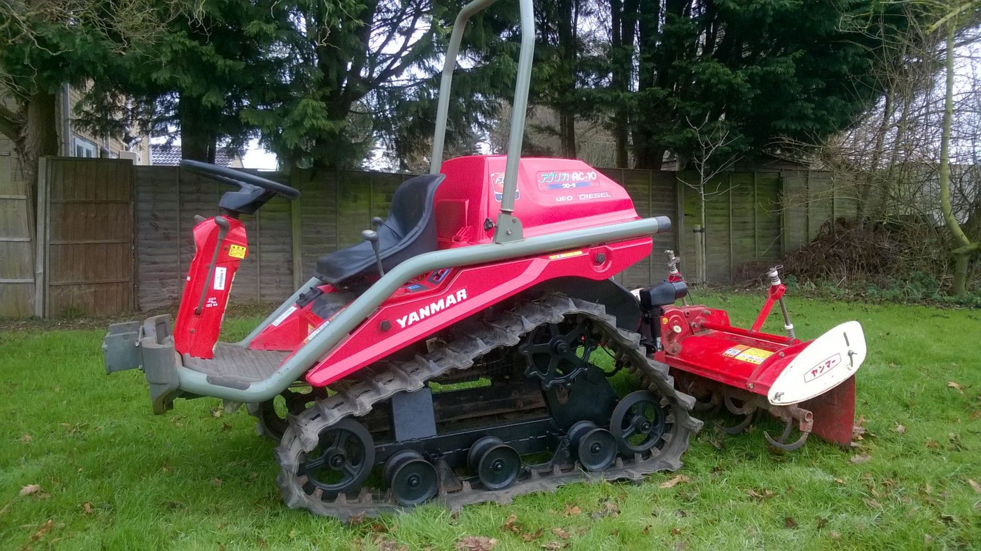 Yanmar AC10 narrow compact Crawler Tractor with Rotovator. NOTE Item located in Huntingdon, Cambs.