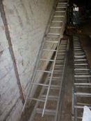 Extending ladder and roof ladder