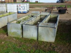 3 galvanised steel water troughs
