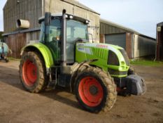 2008 Claas Arion 630c 4WD tractor on 340/85 R 28 front and 16.9 R 38 rear wheels and tyres.