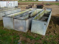 3 galvanised steel water troughs