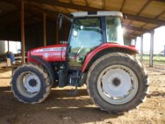 2008 Massey Ferguson 5455 Dyna 4 4WD tractor with front weights on 13.6 R 28 front and 16.