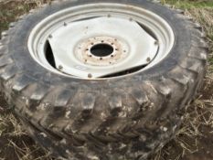 Pair 380/90R46 row crop wheels and tyres