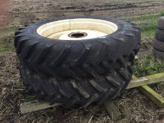 Pair Michelin 420/80R46 row crop wheels and tyres to suit Hardi Alpha
