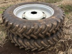 Pair Firestone 380/105R50 row crop wheels and tyres