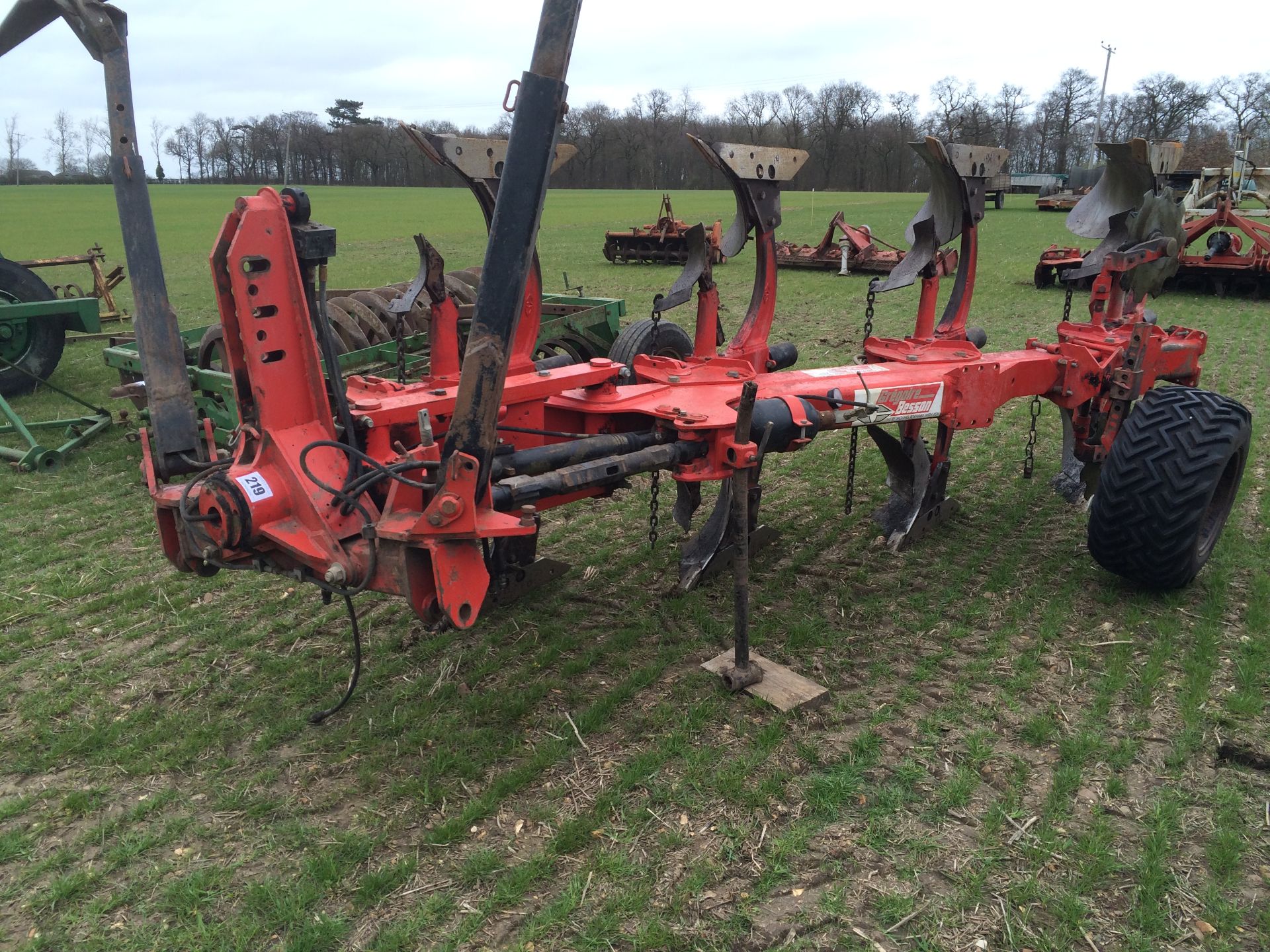 Gregoire Besson RY7 4f reversible plough with hydraulic break back legs, vari width and press arm.