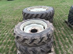 Set of Massey Ferguson wheels and tyres front 11.2 x 28 & rear 16.6 x 38