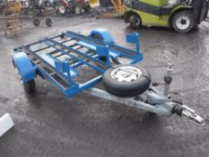 SINGLE AXLE MOTORBIKE TRAILER, FOR 3 BIKES, RAMP, LIGHTBOARD BRAKES & SPARE WHEEL [NO VAT]