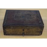 An early 20th century oriental calligraphy box with lower drawer,
