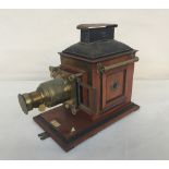 Perken, Son & Rayment, London brass and mahogany magic lantern with 'Optimus' lens,