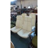 Four Pieff Eleganza cream leather chairs with solid mirror chromed steel frame