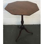 A Victorian side table on turned legs with tripod base and octagonal top 73cmH x 58