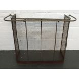 A 19th century large mesh nursery fire guard with brass gallery and towel rail 92cmW