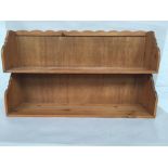 Two pine table top bookshelfs with carved cornice 103cmW