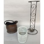 A mixed lot to include a vintage ceramic bedpan,