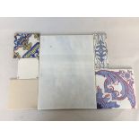 A box of continental ceramic tiles various patterns and sizes together with some plain wall tiles