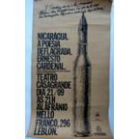 Original poster: " Nicaragua. A Poesia Deflagrada. Ernesto Cardinal." etc.