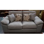 A brand new Dexter double sofa bed upholstered in light marl grey fabric with removable covers and