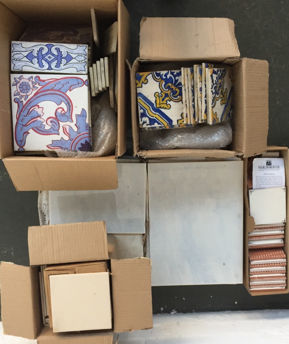 A box of continental ceramic tiles various patterns and sizes together with some plain wall tiles - Image 2 of 2