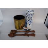 A mixed lot to include a pair of large teak carved spoons,