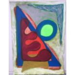 John Edwards, Abstract composition in red, green, orange and blue, gouache on paper,