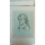 A selection of mounted pictures including Dorothy Sims Williams, Portrait of a little girl,