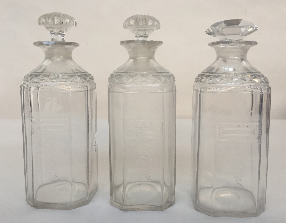 A silver plated three bottle decanter stand on three ball feet with decanters, - Image 2 of 2