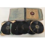 A collection of vinyl 78rpm records, mainly HMV,