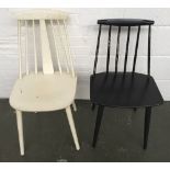 A mid century J77 chair for FDB Mobler Denmark together with another one of similar design in white