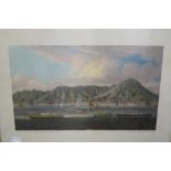 A quantity of pictures to include a watercolour lake scene signed A.
