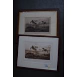 After Archibald Thorburn, two print engravings titled 'Grouse Drive', framed,