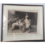 A framed print titled Queen Alexandra her Grandchildren and dogs signed lower left corner Fred