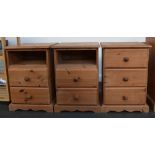 A pair of pine bedside tables,