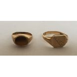 Two 9ct gold hallmarked signet rings,