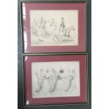 Two framed print by John ('HB') Doyle one named Hounds on a Wrong scent, HB Sketches no 431,