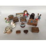 A selection of music boxes, some Swiss,